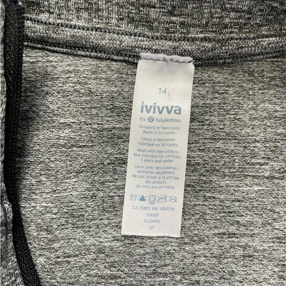 Ivivva Quarter Zip lightweight nylon blend running jacket grey size 14 girls